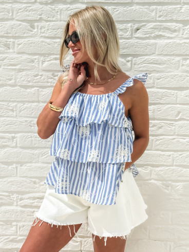 Blouse lignée Thaïs - Bleu Blouse lignée Thaïs - Bleu