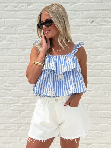 Blouse lignée Thaïs - Bleu Blouse lignée Thaïs - Bleu