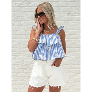 Blouse lignée Thaïs - Bleu