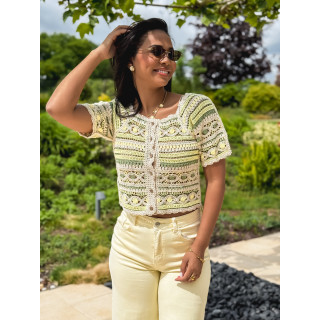 Blouse en crochet Soreilla - Kaki/Jaune