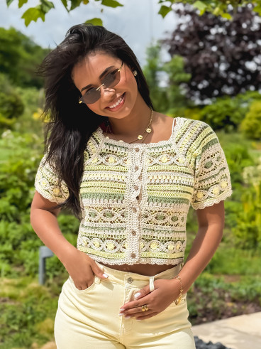 Blouse en crochet Soreilla - Kaki/Jaune Blouse en crochet Soreilla - Kaki/Jaune