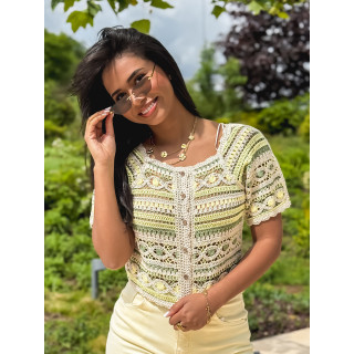 Blouse en crochet Soreilla - Kaki/Jaune