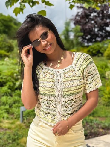 Blouse en crochet Soreilla - Kaki/Jaune Blouse en crochet Soreilla - Kaki/Jaune