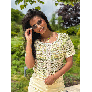 Blouse en crochet Soreilla - Kaki/Jaune