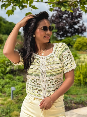 Blouse en crochet Soreilla - Kaki/Jaune