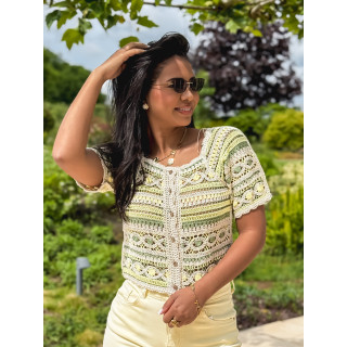 Blouse en crochet Soreilla - Kaki/Jaune