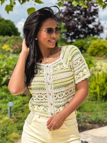 Blouse en crochet Soreilla - Kaki/Jaune Blouse en crochet Soreilla - Kaki/Jaune