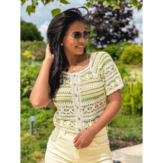 Blouse en crochet Soreilla - Kaki/Jaune