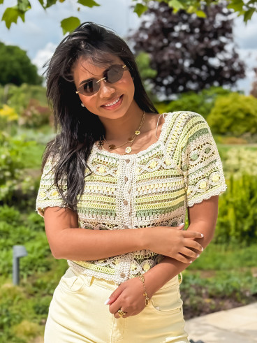 Blouse en crochet Soreilla - Kaki/Jaune Blouse en crochet Soreilla - Kaki/Jaune