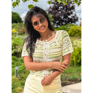 Blouse en crochet Soreilla - Kaki/Jaune