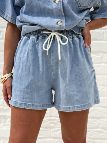 Short en jeans Keylina - Bleu