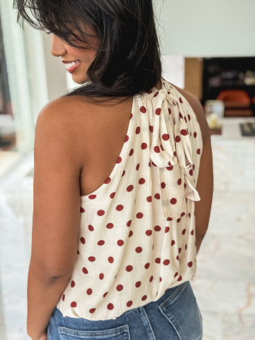 Blouse à pois Vanysia - Beige/Terracotta