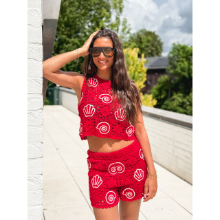 Blouse en crochet Prisca - Rouge