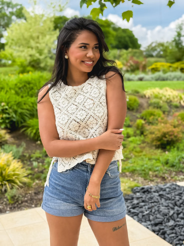 Blouse en crochet Nelle - Beige