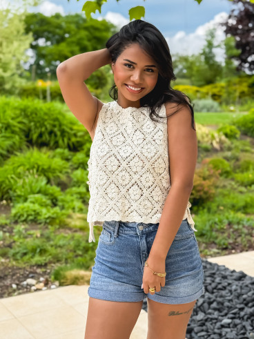 Blouse en crochet Nelle - Beige