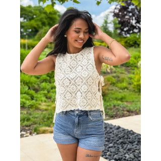 Blouse en crochet Nelle - Beige