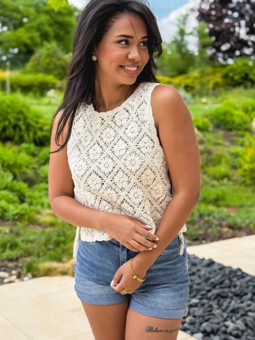 Blouse en crochet Nelle - Beige