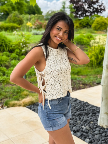 Blouse en crochet Nelle - Beige