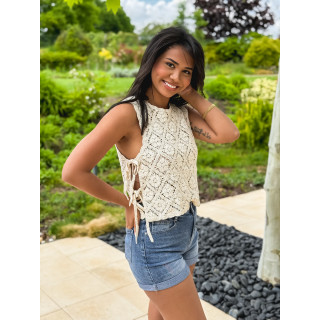 Blouse en crochet Nelle - Beige