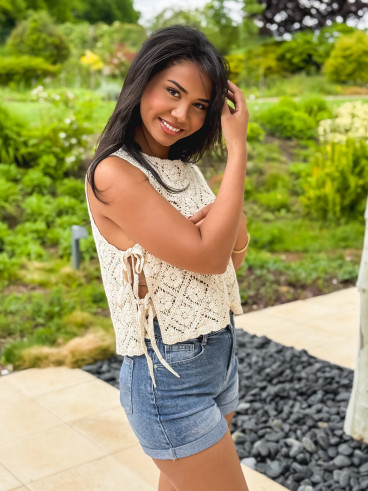 Blouse en crochet Nelle - Beige