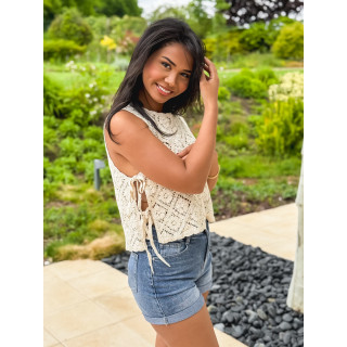 Blouse en crochet Nelle - Beige