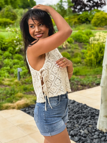 Blouse en crochet Nelle - Beige