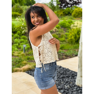 Blouse en crochet Nelle - Beige