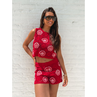 Short en crochet Prisca - Rouge