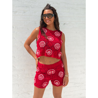 Short en crochet Prisca - Rouge