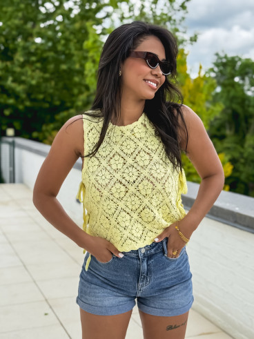 Blouse en crochet Nelle - Jaune