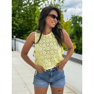 Blouse en crochet Nelle - Jaune