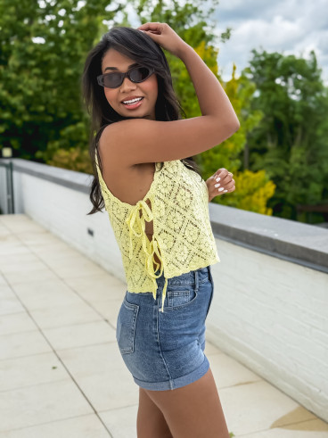 Blouse en crochet Nelle - Jaune