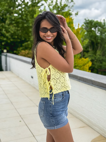 Blouse en crochet Nelle - Jaune