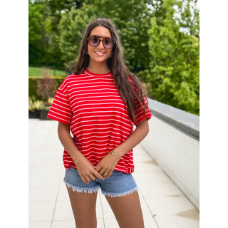T-shirt ligné Hind - Rouge/Rose