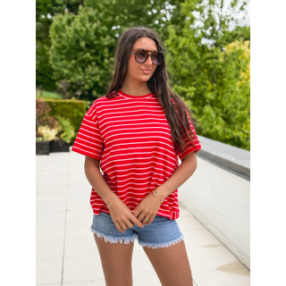 T-shirt ligné Hind - Rouge/Rose