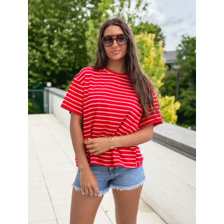 T-shirt ligné Hind - Rouge/Rose