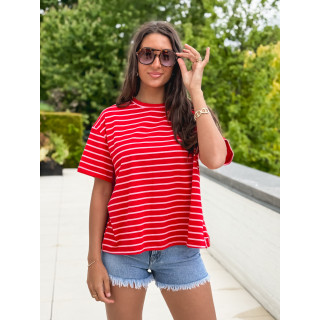 T-shirt ligné Hind - Rouge/Rose
