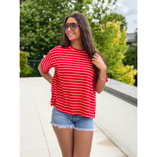 T-shirt ligné Hind - Rouge/Rose