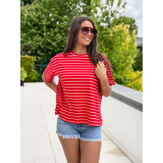 T-shirt ligné Hind - Rouge/Rose
