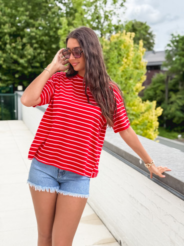 T-shirt ligné Hind - Rouge/Rose
