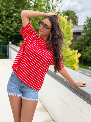 T-shirt ligné Hind - Rouge/Rose