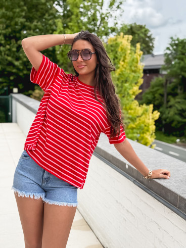 T-shirt ligné Hind - Rouge/Rose