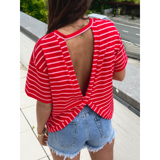 T-shirt ligné Hind - Rouge/Rose