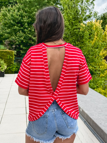 T-shirt ligné Hind - Rouge/Rose