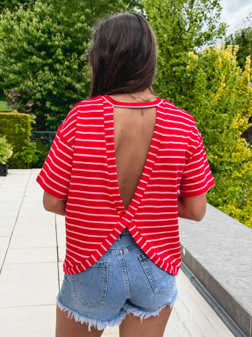 T-shirt ligné Hind - Rouge/Rose