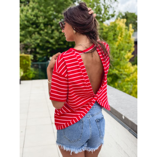 T-shirt ligné Hind - Rouge/Rose