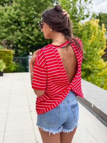 T-shirt ligné Hind - Rouge/Rose