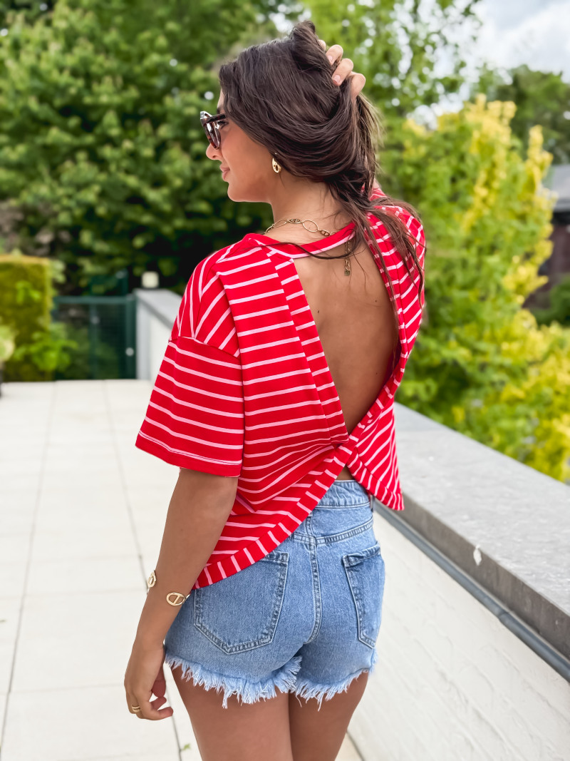 T-shirt ligné Hind - Rouge/Rose