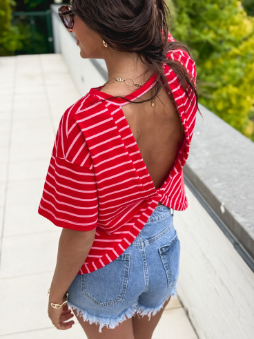 T-shirt ligné Hind - Rouge/Rose