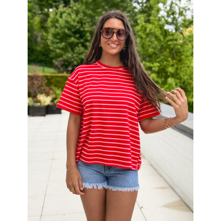 T-shirt ligné Hind - Rouge/Rose